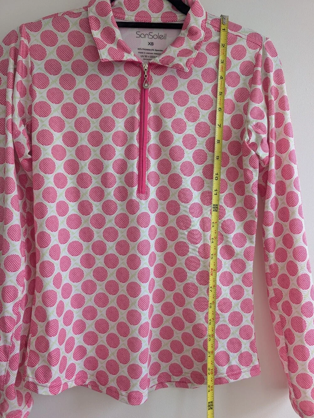 San Soleil 1/4 Zip Pullover Pink Golf Balls UV 50 Cooling Sz XS - Picture 4 of 8
